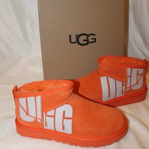 NIB UGG WOMEN'S ULTRA MINI COPPD SUEDE‎ SHEARLING LINED ANKLE BOOTS